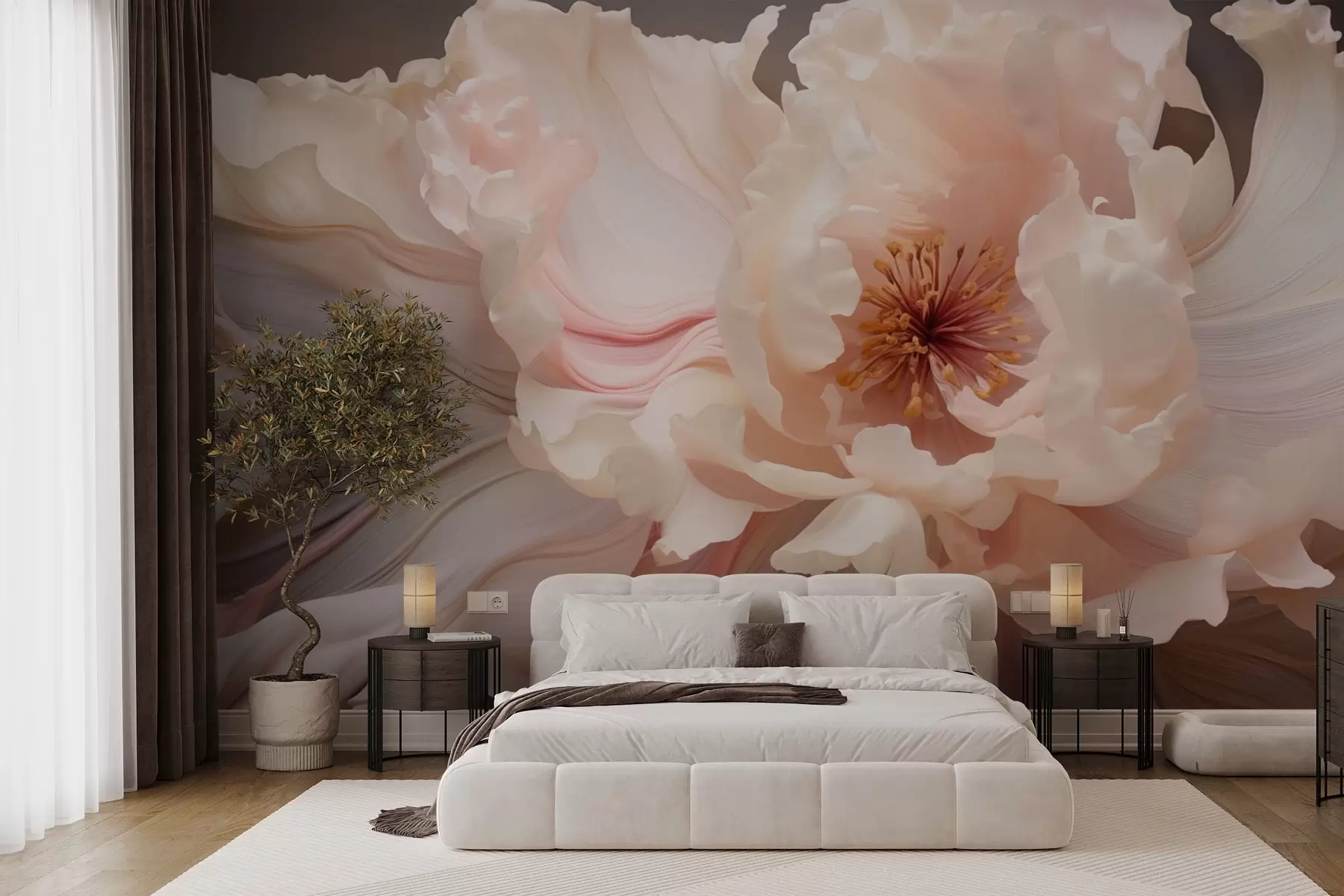 murales de pared Flor abstracta en suaves tonos pastel w04346
