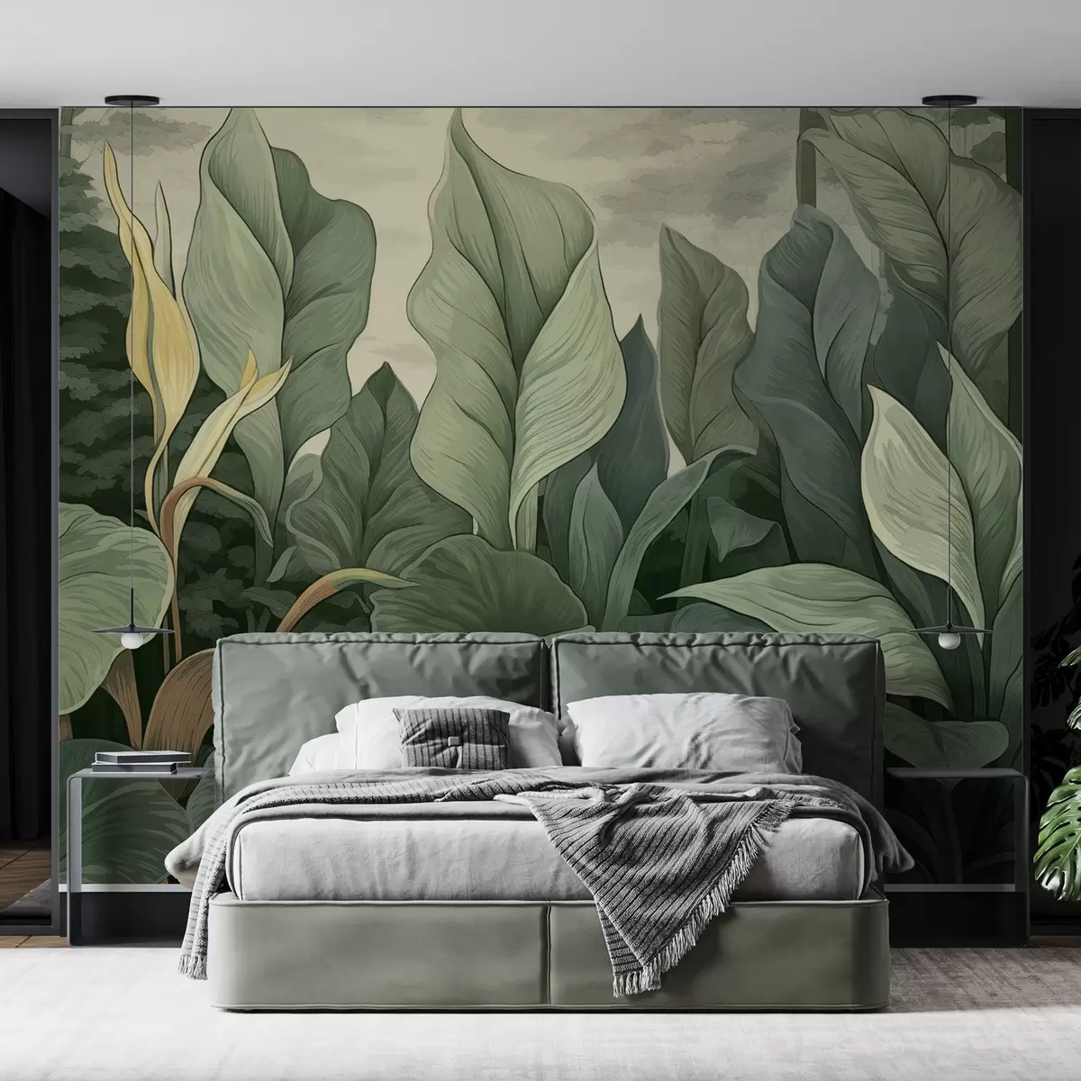 murales de pared Ilustración de una planta tropical en estilo botánico w04347