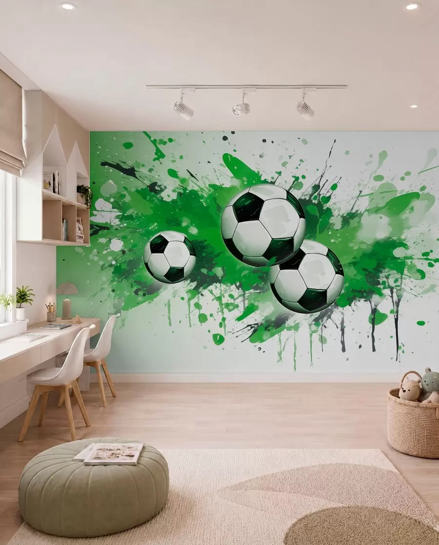 murales de pared Balones entre manchas verdes w04373v1