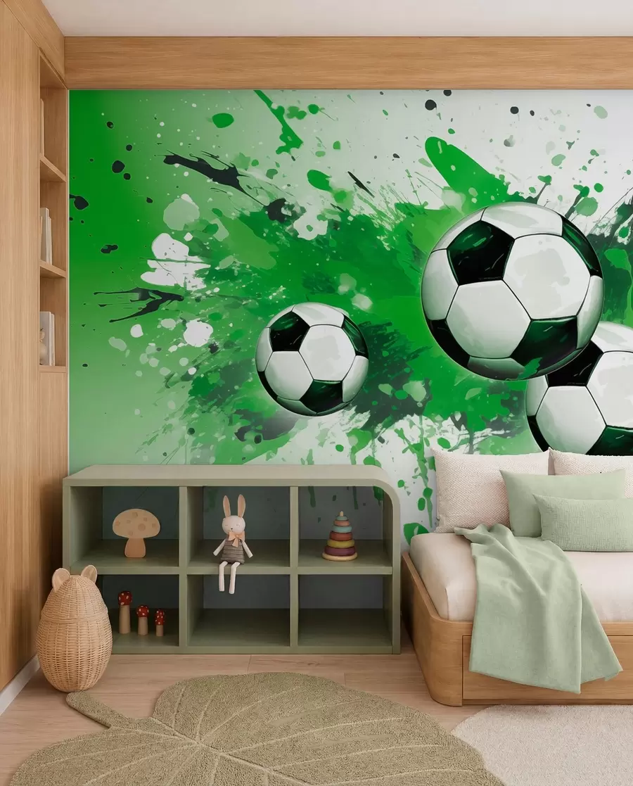 murales de pared Balones entre manchas verdes w04373v1