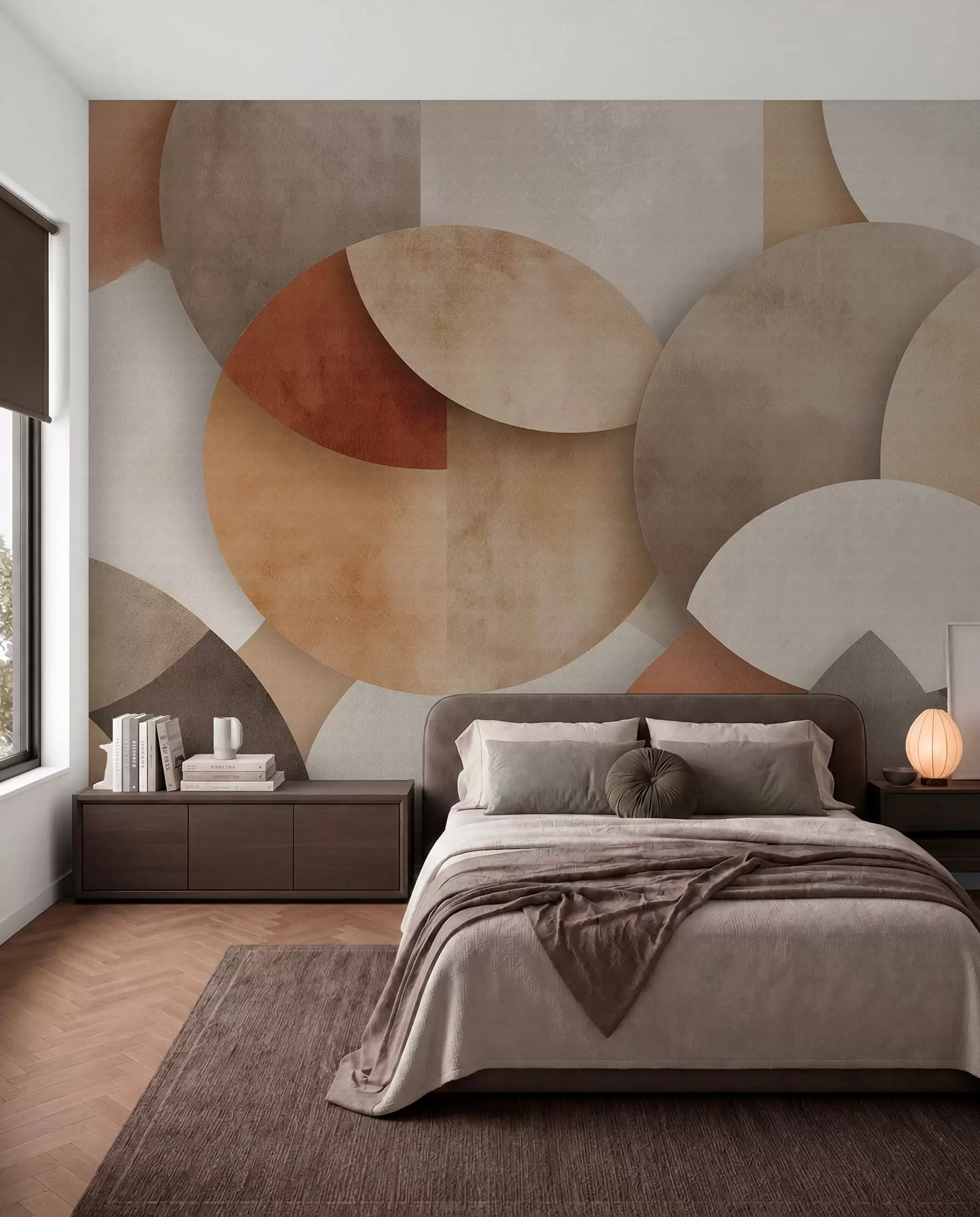 murales de pared Capas geométricas ocre w04310