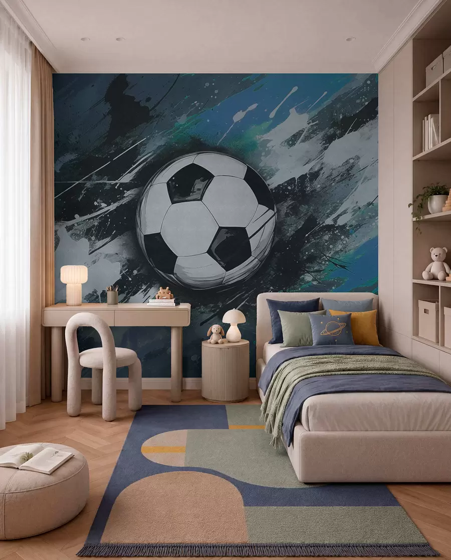 murales de pared Fútbol en pinceladas azules w04467v1