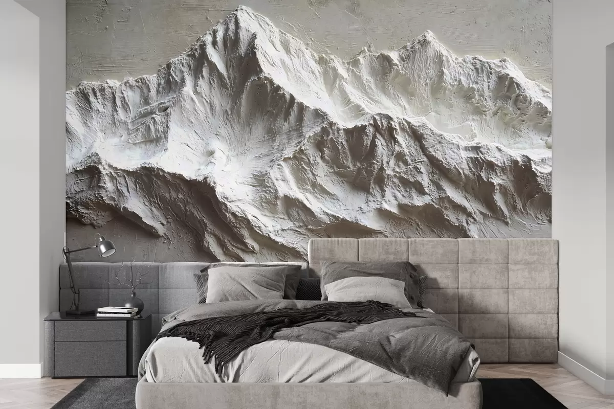 murales de pared Montañas en relieve en tonos claros con textura w04396