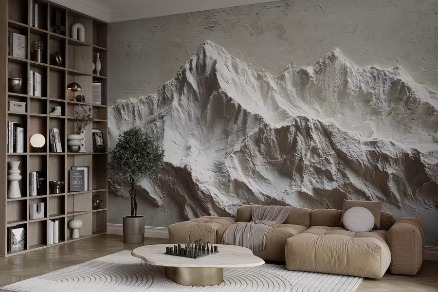 murales de pared Montañas en relieve en tonos claros con textura w04396