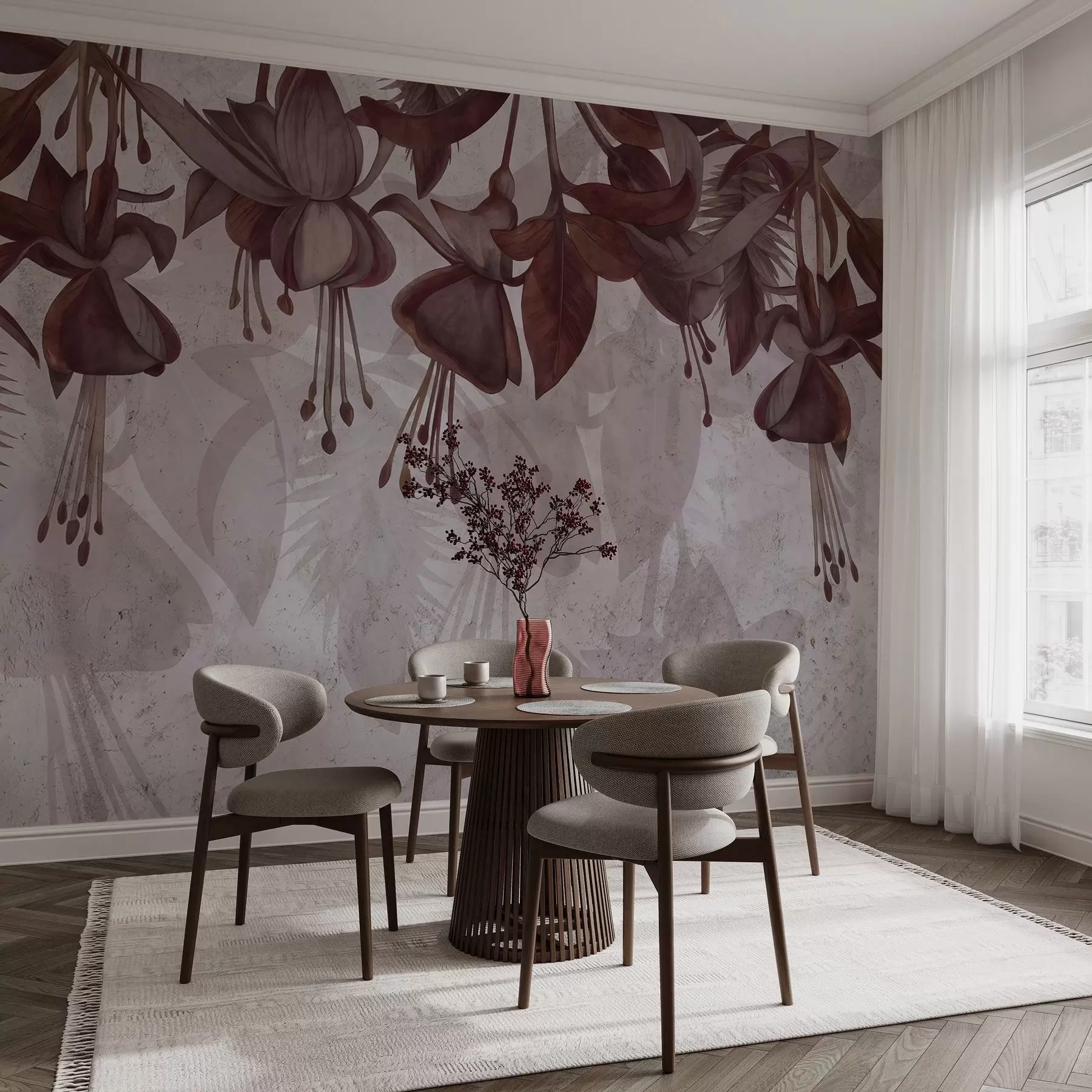 murales de pared Flores colgantes de estilo grunge w04472