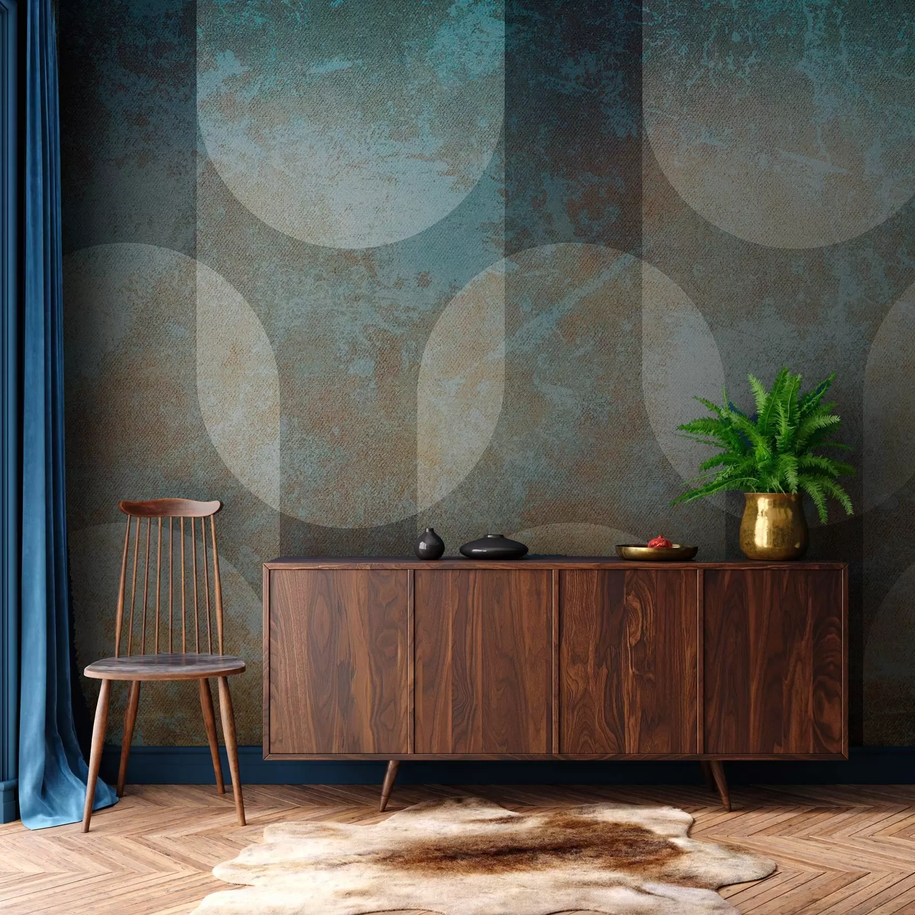 murales de pared Geometría abstracta de estilo retro-moderno w04495