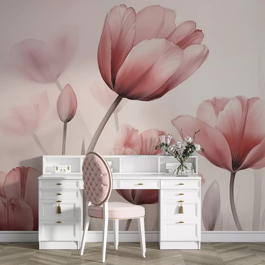murales de pared Tulipanes con efecto quemado y textura w04519