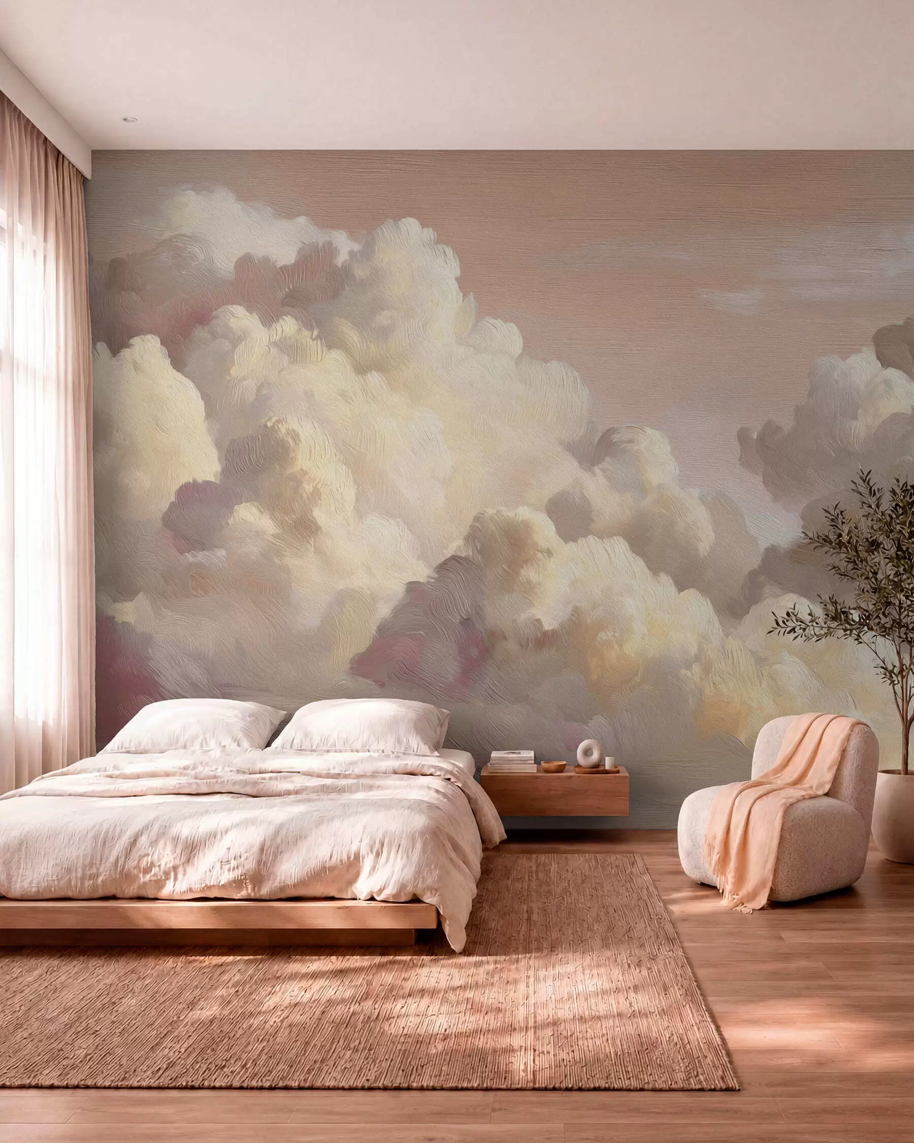 murales de pared Nubes bañadas por una cálida luz rosa pastel w04550v1