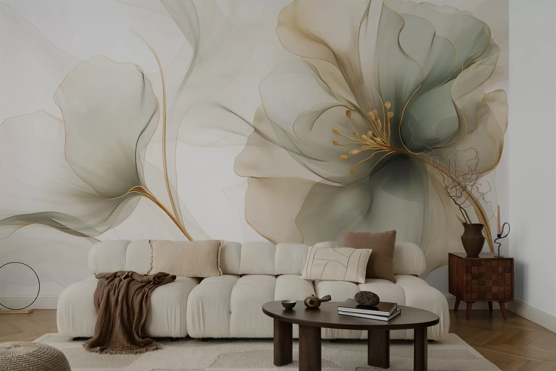 murales de pared Flor delicada con pétalos translúcidos w04553