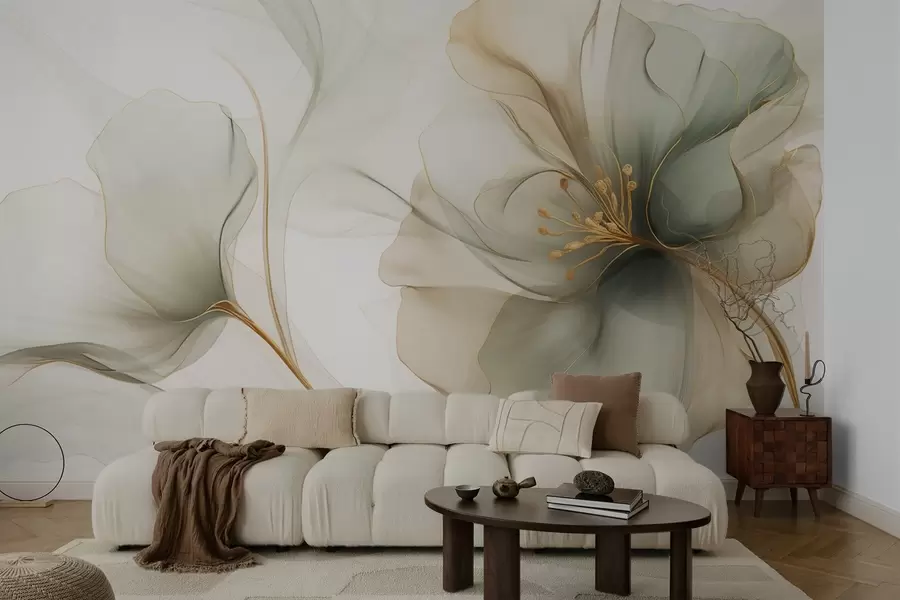 murales de pared Flor delicada con pétalos translúcidos w04553