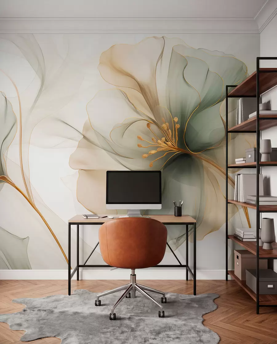 murales de pared Flor delicada con pétalos translúcidos w04553