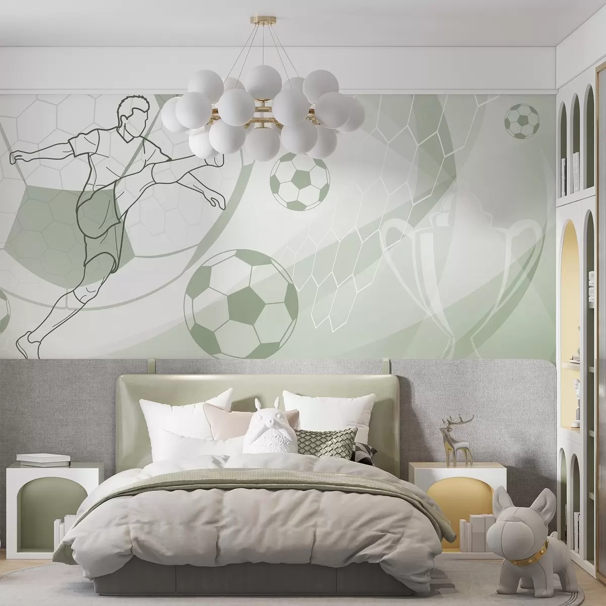 murales de pared Dibujo de fútbol verde w04601v2
