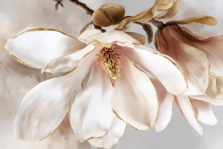 murales de pared Magnolia en flor en tonos pastel w09387