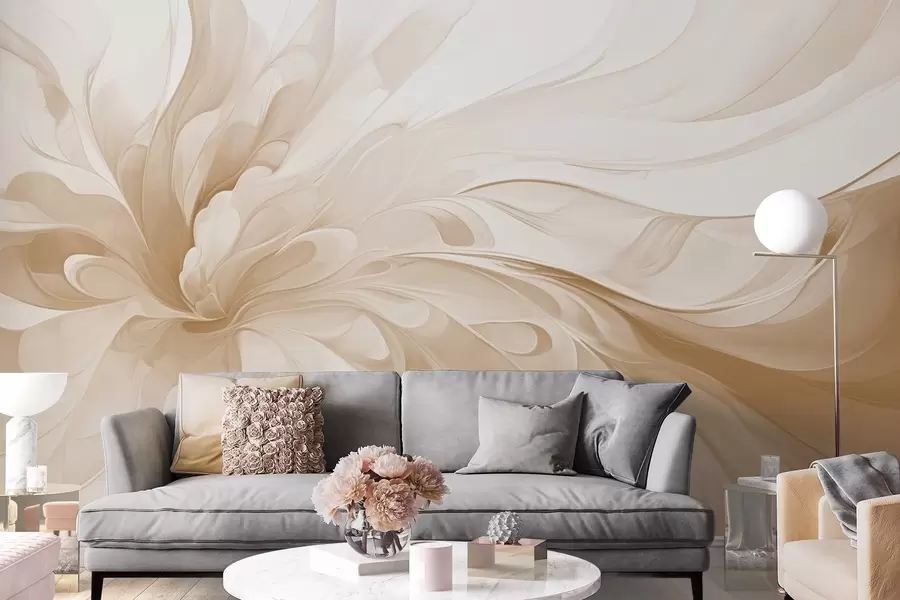 murales de pared Suave remolino abstracto en tonos beige w09392v1