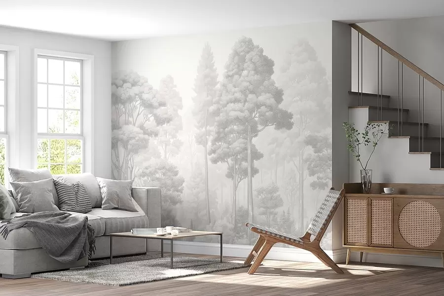 murales de pared Bosque a lápiz w09411