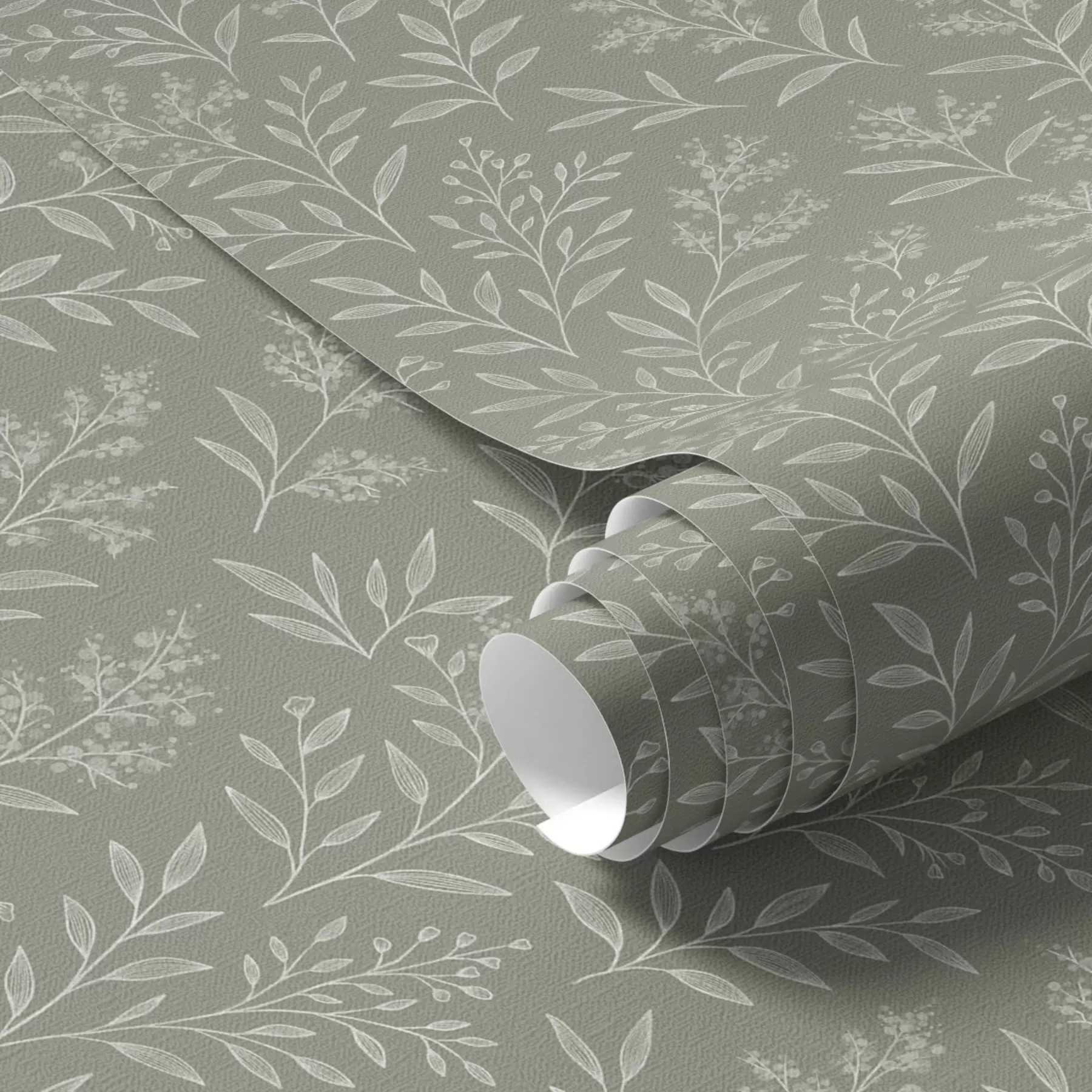 murales de pared Salvia verde: finas hierbas e inflorescencias, delicado diseño a00611