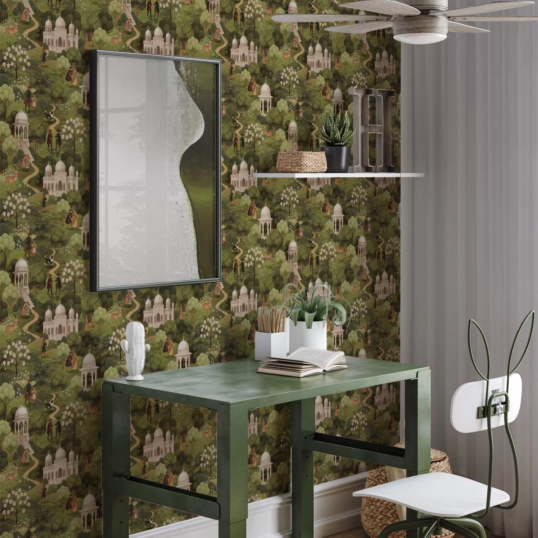 murales de pared Escena de parque con árboles y arquitectura en estilo paisajístico a00705