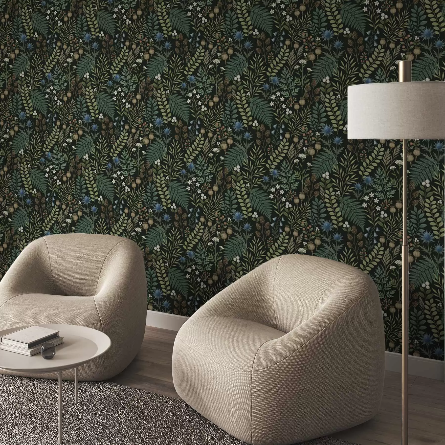 murales de pared Hierbas, bayas y semillas sobre un fondo oscuro a00706