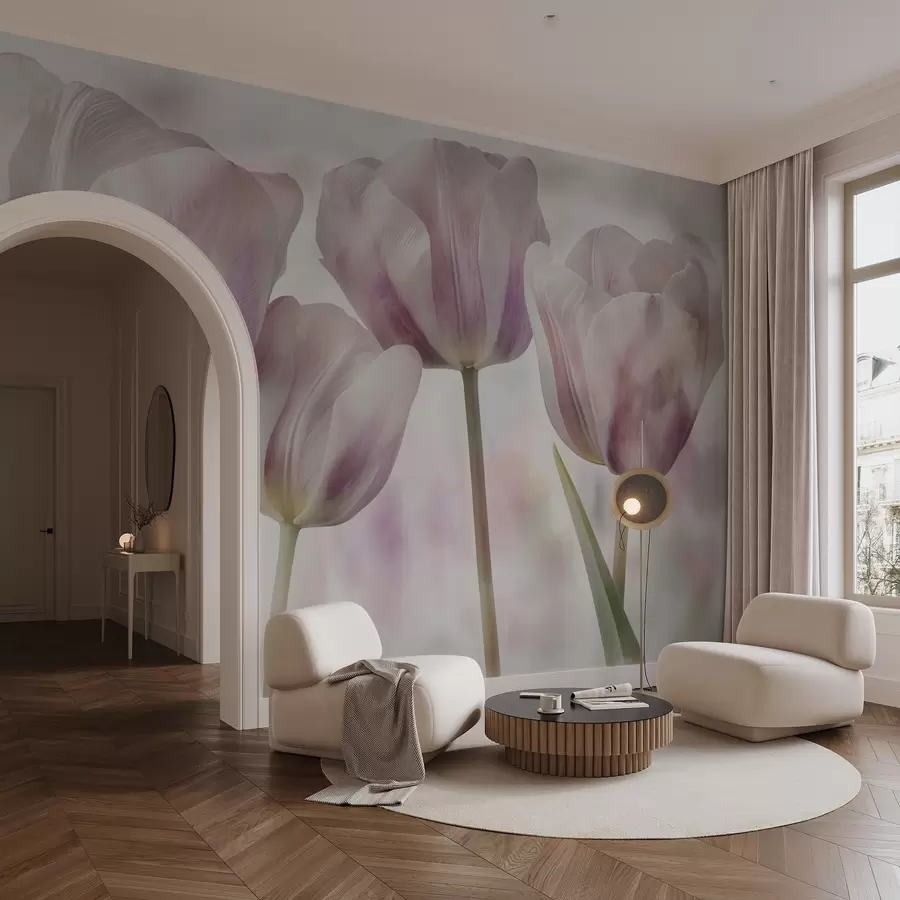 murales de pared Tulipanes en colores suaves w04700