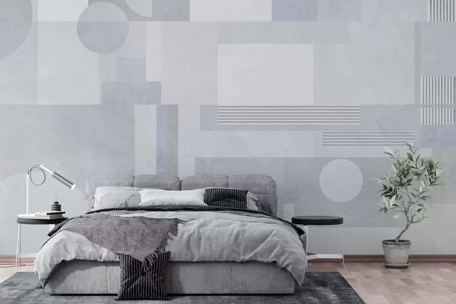 murales de pared geometría abstracta en tonos gris azulados w04635v2
