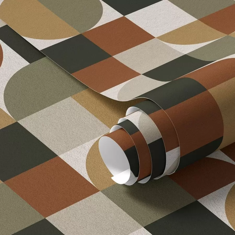 murales de pared Geometría modular en cálidos tonos tierra a00770