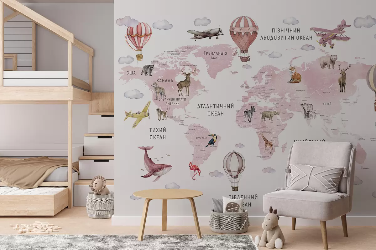 murales de pared Atlas rosa en ucraniano c00001ukv3