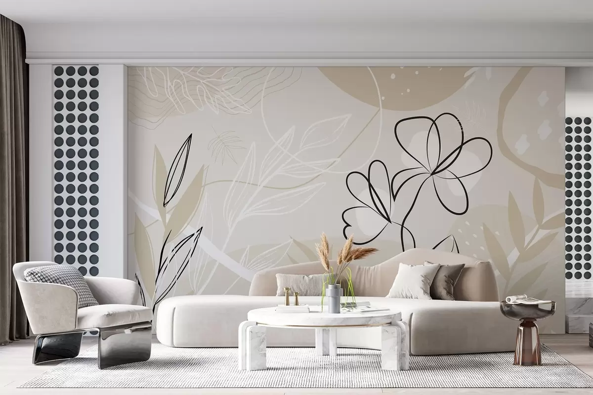 murales de pared Resumen con plantas w04760
