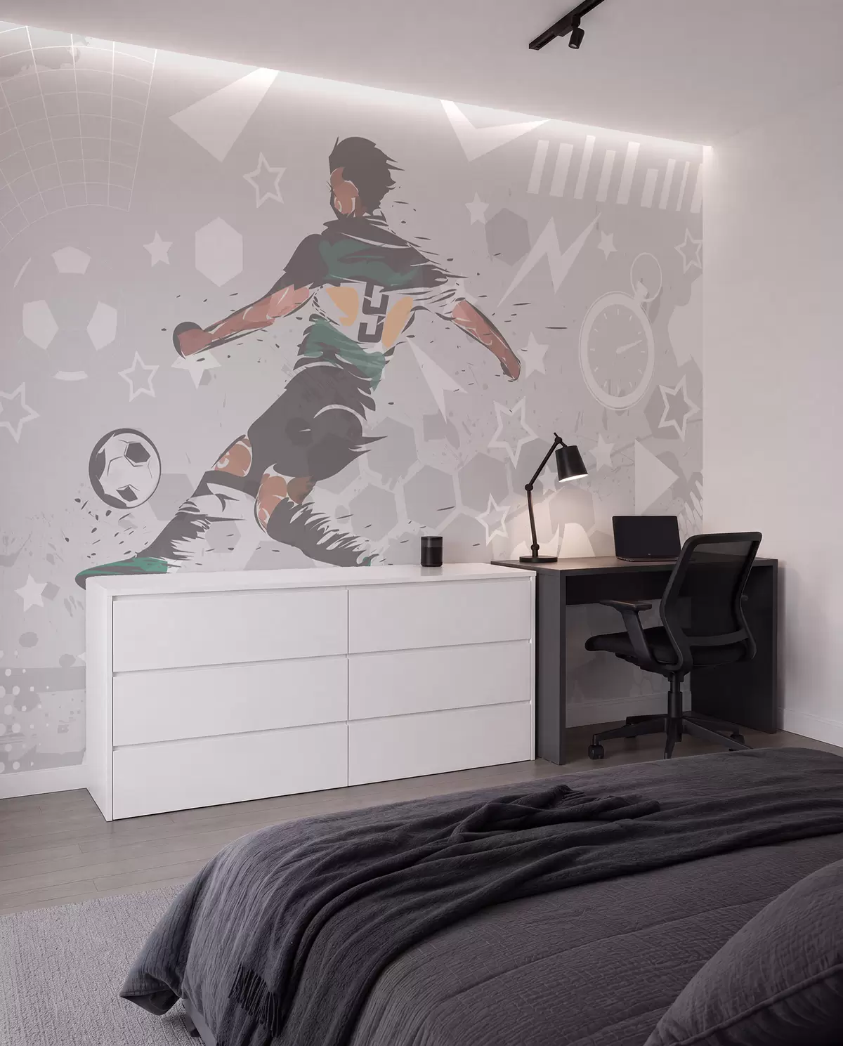 murales de pared Fútbol en tinta verde w04763