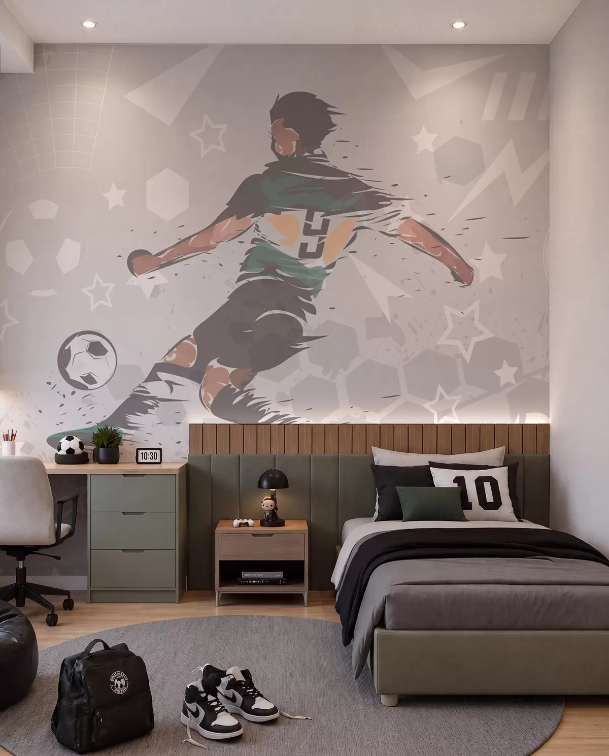 murales de pared Fútbol en tinta verde w04763