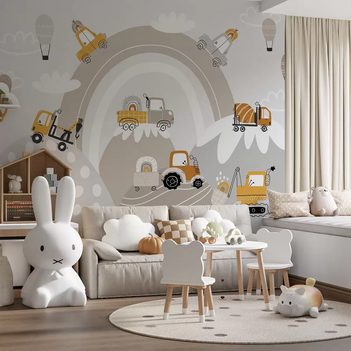 murales de pared Coches y tractores para niños w04765