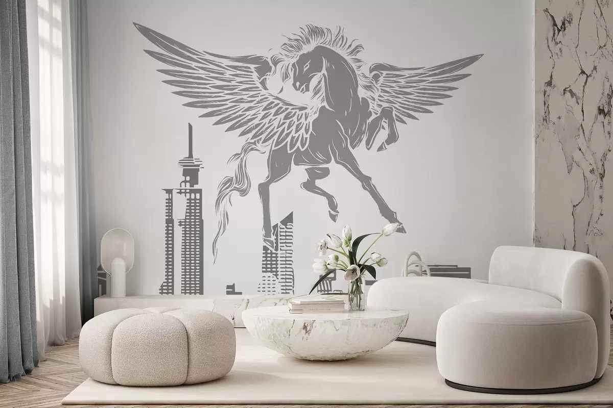murales de pared Pegaso sobre la ciudad w04777v2