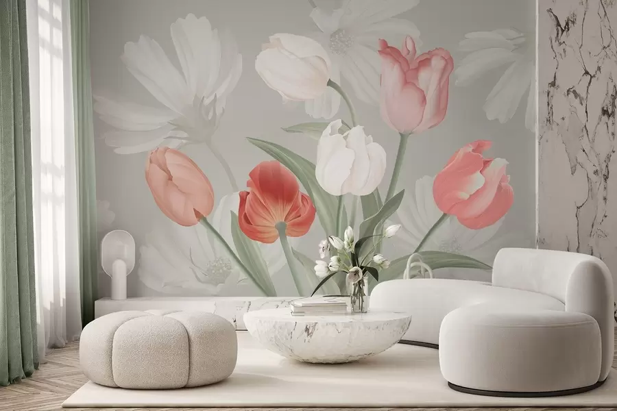 murales de pared Ramo de flores con tulipanes w04784