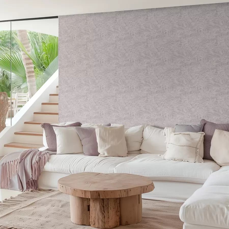 murales de pared Rosas grabadas sobre fondo gris claro a00841v1