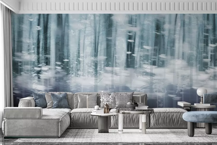 murales de pared Troncos de árboles estilizados en colores pastel w04844v1