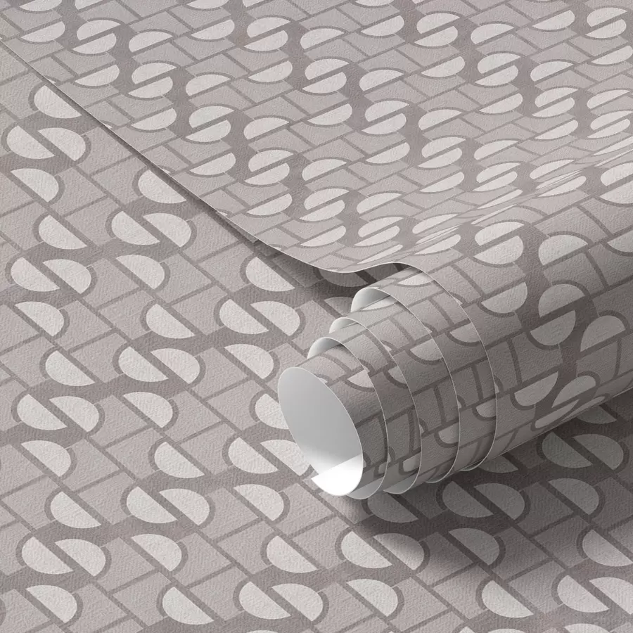 murales de pared Pequeños semicírculos malva sobre una sutil cuadrícula a00916