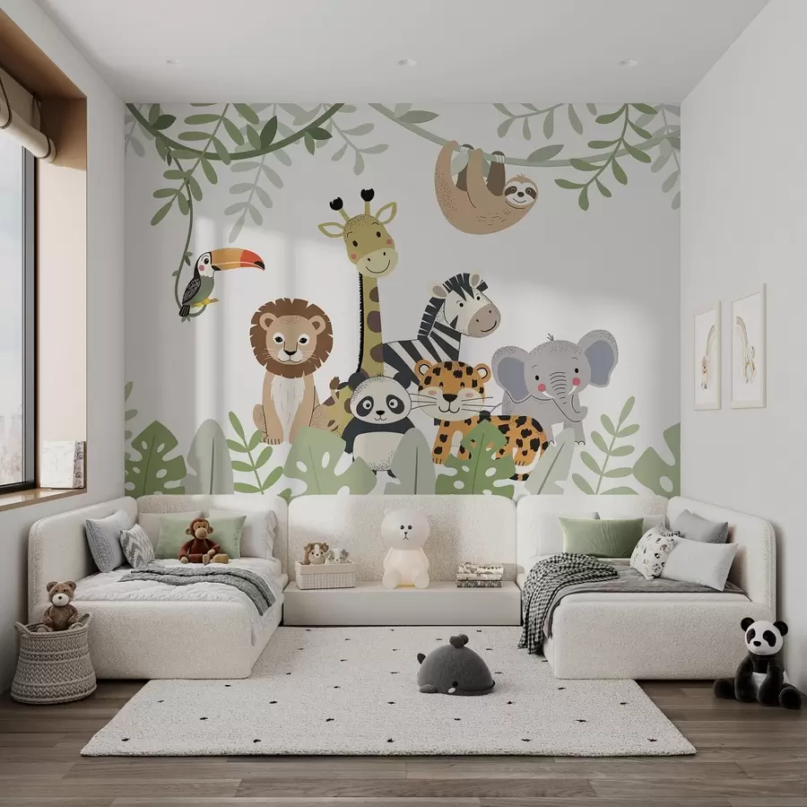murales de pared Selva de cuento de hadas con animales w04905