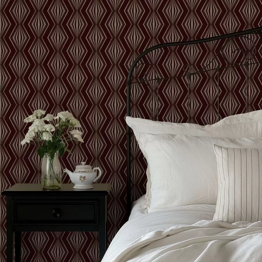 murales de pared Diseño geométrico de diamantes sobre fondo marrón vino. a00925v1