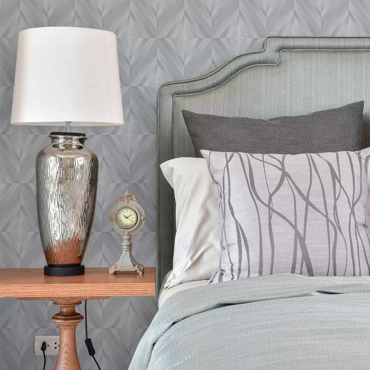 Papel pintado Geometría de trazos angulares en una paleta de colores gris azulados fríos. a00983v2