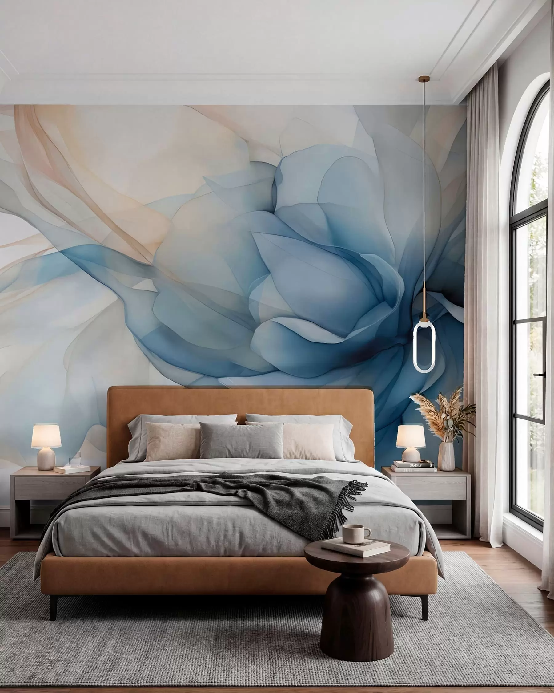 murales de pared Una flor en azul brumoso w04944