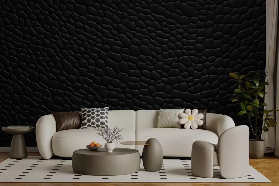 murales de pared Mosaico negro con suave relieve tridimensional w04955