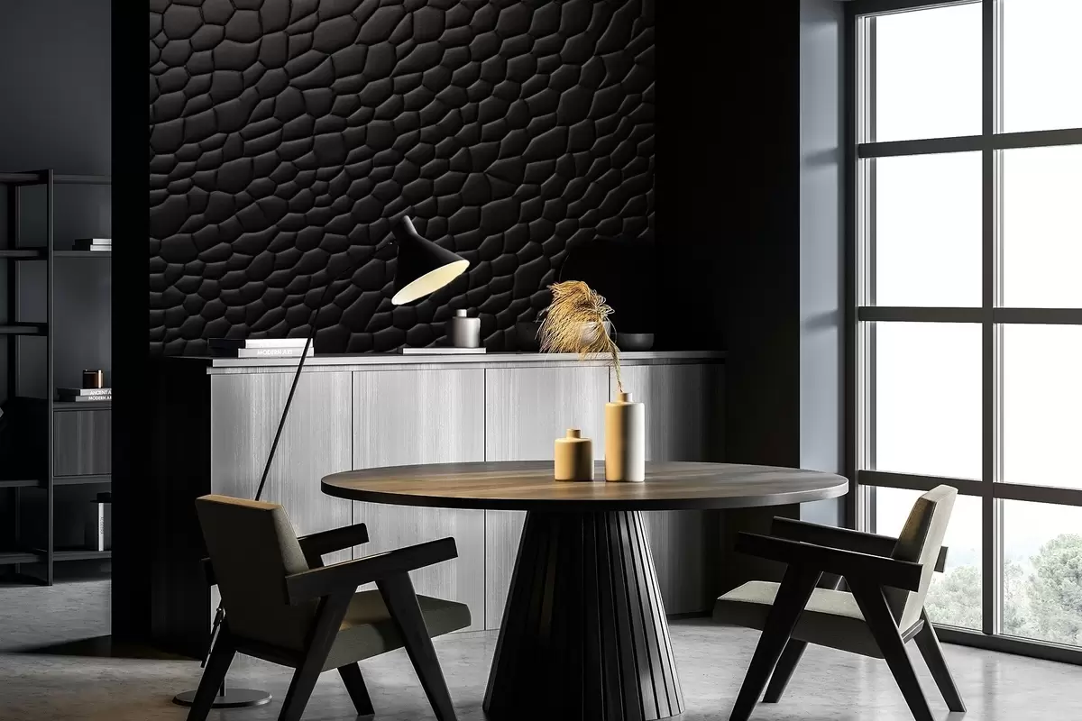 murales de pared Mosaico negro con suave relieve tridimensional. w04955