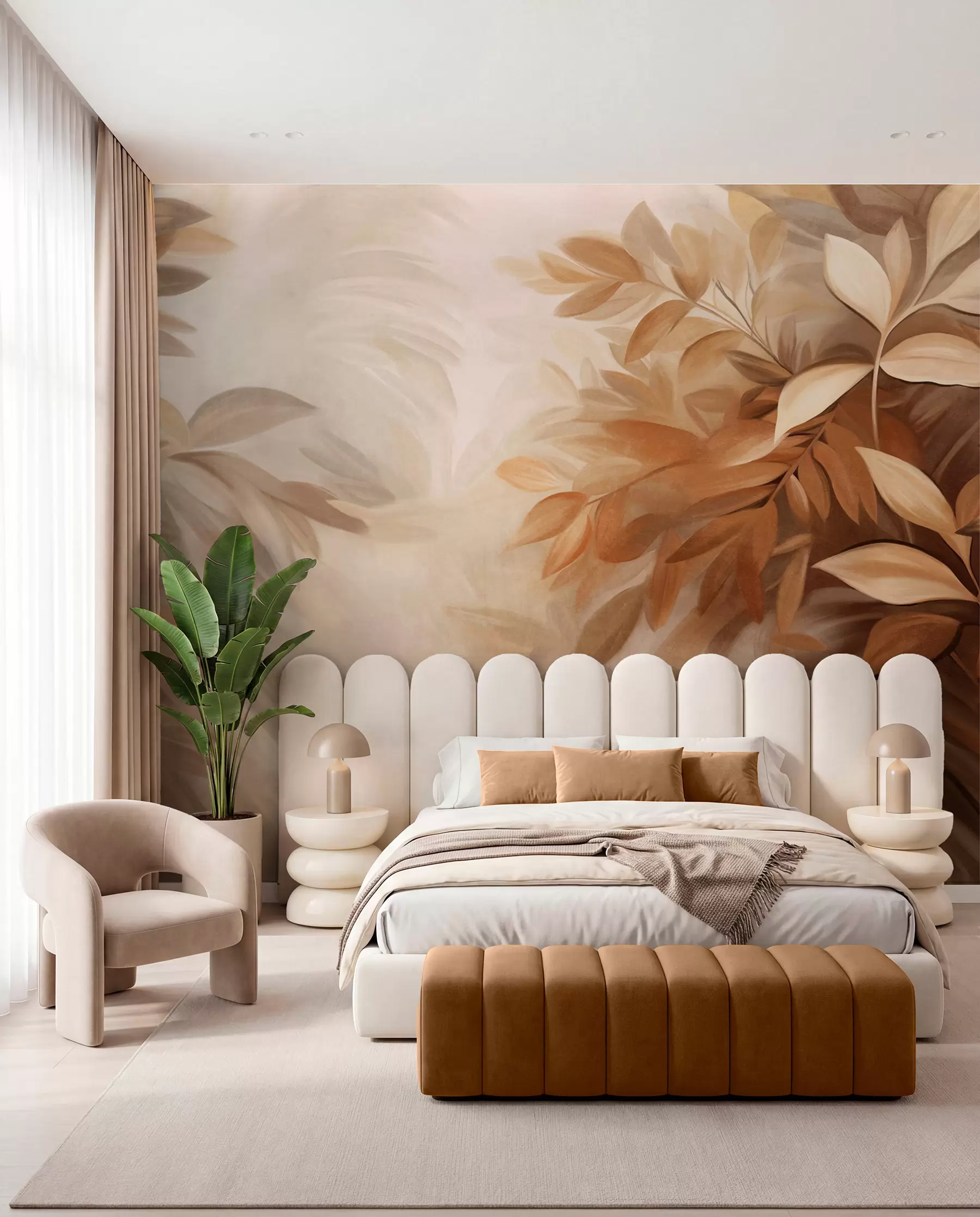murales de pared Ramas frondosas en marrón w09584