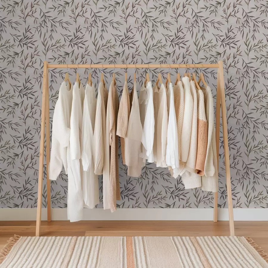 murales de pared Ramitas multicolores con hojas sobre un fondo claro a00936v3