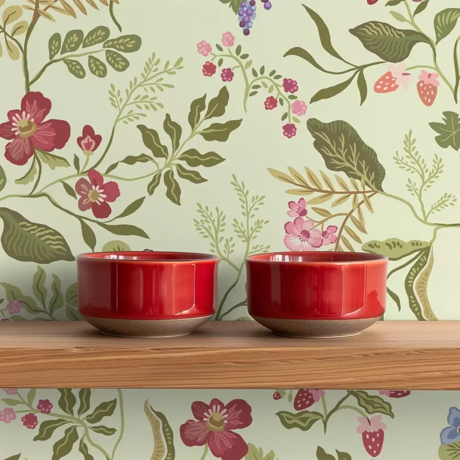 murales de pared Jardín floreciente con bayas, uvas y flores silvestres. a00961