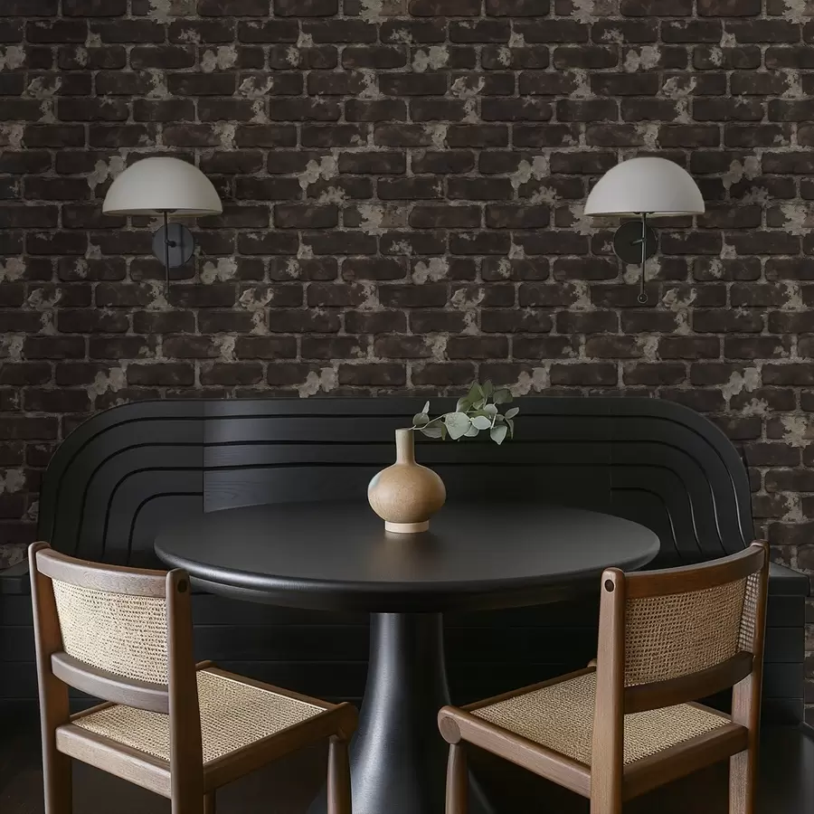 murales de pared Muro antiguo de ladrillo oscuro con zonas desgastadas a01030