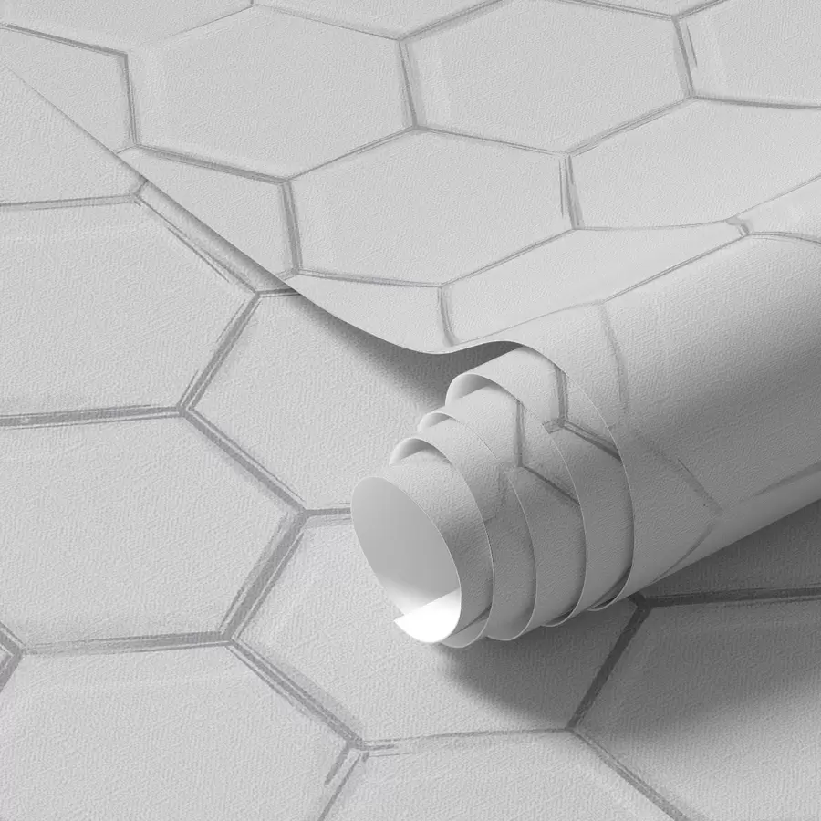 murales de pared Hexágonos tridimensionales blancos sobre un fondo liso a01059