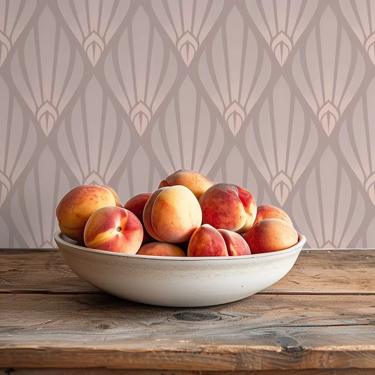 Papel pintado Beige empolvado Art Déco con suaves abanicos a01064v1