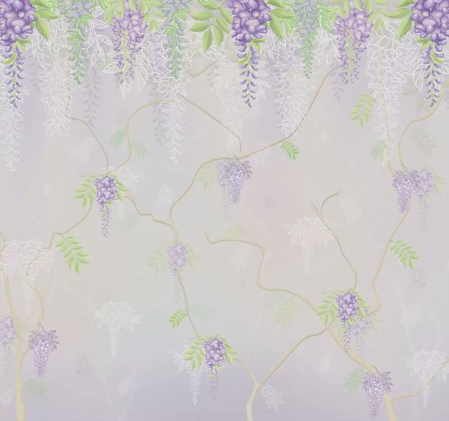 murales de pared Elegante diseño floral en tonos pastel w01685