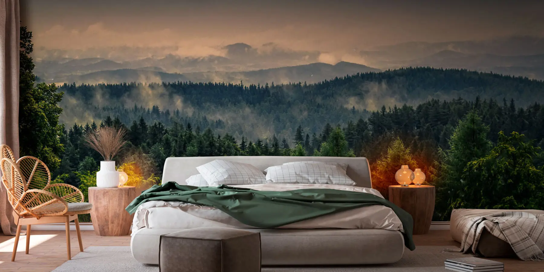 murales de pared Árboles de árboles en la niebla u72174