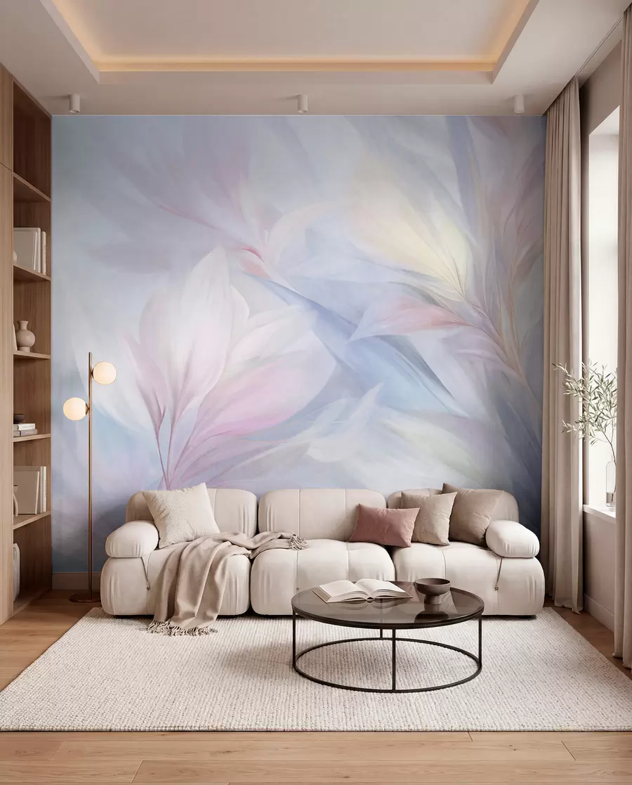 murales de pared Plumas en tonos pastel w09634
